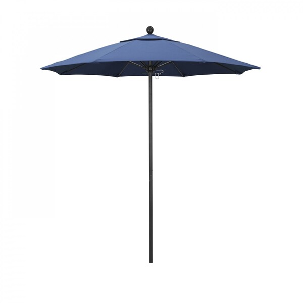 California Umbrella 7.5' Black Aluminum Market Patio Umbrella, Olefin Frost Blue 194061334744 - main
